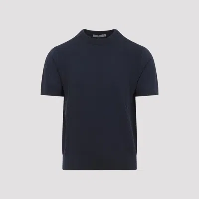 Canali Cotton And Silk Regular Fit Polo Shirt With Microstucture In Blue