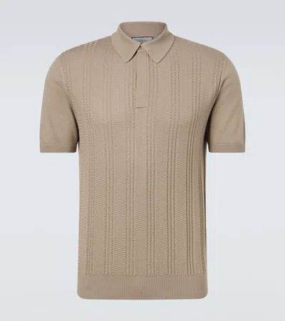 Canali Cotton-blend Polo Shirt In Brown