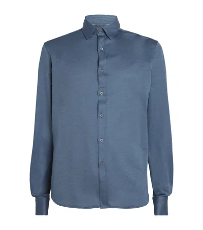 Canali Cotton-blend Shirt In Blue