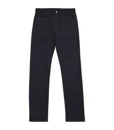 Canali Cotton-blend Slim Jeans In Navy