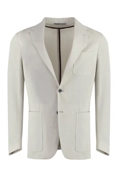 Canali Cotton Blend Blazer In Grey