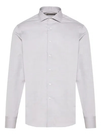 Canali Geknöpftes Baumwollhemd In White