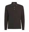 Canali Cotton-cashmere Long-sleeve Polo Shirt In Brown