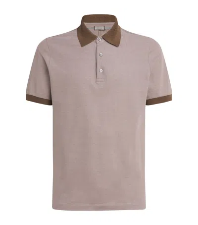 CANALI COTTON CONTRAST-TRIM POLO SHIRT