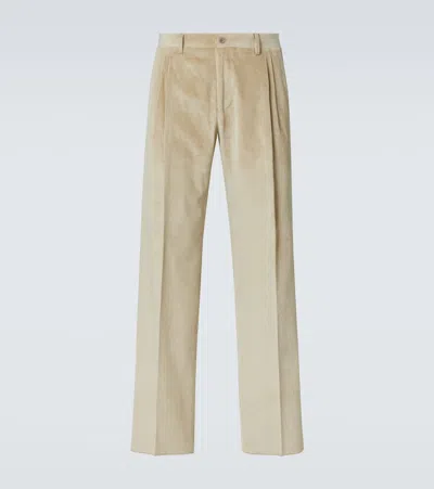 Canali Cotton Corduroy Straight Pants In Beige