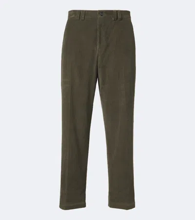 Canali Cotton Corduroy Straight Pants In Green
