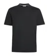 Canali Black Lisle Cotton T-shirt With Double Collar In Black