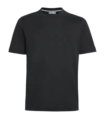 Canali Cotton Crew-neck T-shirt In Black