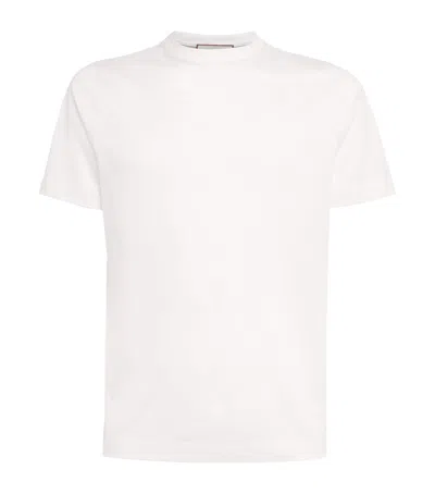 Canali White Microstructured Cotton T-shirt With Closed Hem