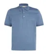 Canali Cotton Jacquard Polo Shirt In Blue