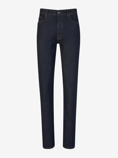 Canali Cotton Jeans In Denim Dark Blue