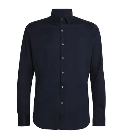 Canali Cotton Jersey Shirt In Navy