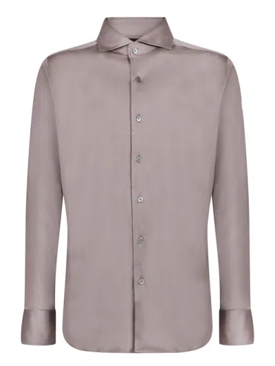 Canali Cotton Mastic Shirt In Brown