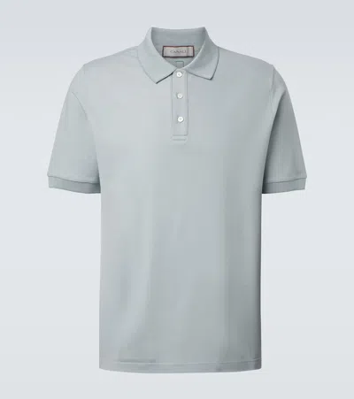 Canali Cotton Piqué Polo Shirt In Blue