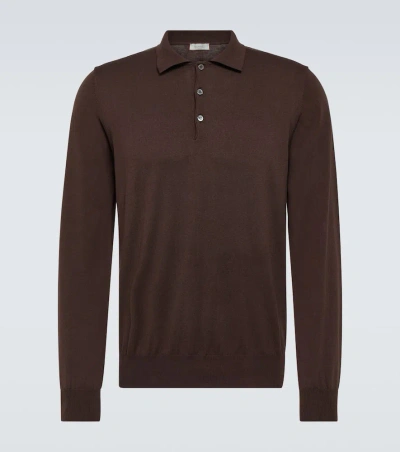Canali Cotton Piqué Polo Shirt In Brown