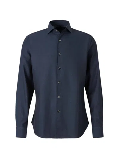 Canali Cotton Plaid Shirt In Blue