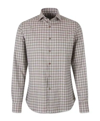 Canali Cotton Plaid Shirt In Neutral
