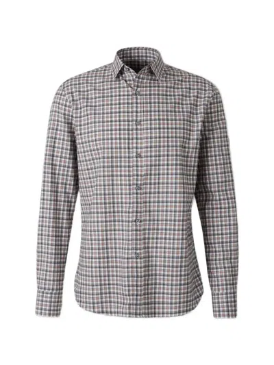 Canali Cotton Plaid Shirt In Neutral