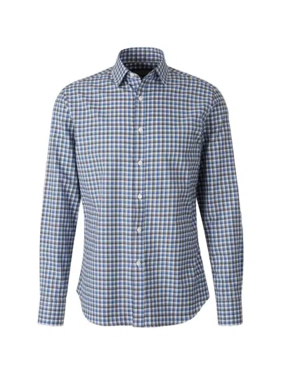 Canali Cotton Plaid Shirt In White