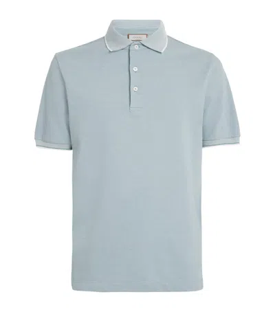 Canali Cotton Polo Shirt In Blue