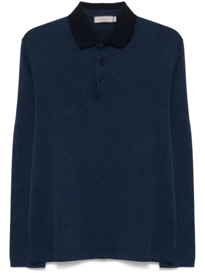 Canali Cotton Polo Shirt In Blue