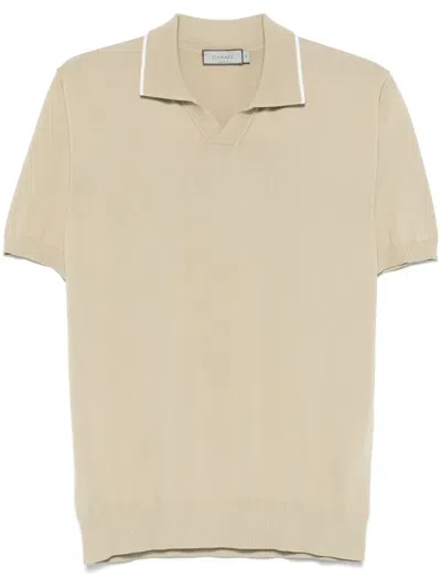 Canali Cotton Polo Shirt In Neutrals