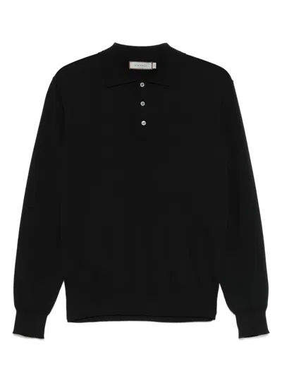 Canali Cotton Polo Top In Black