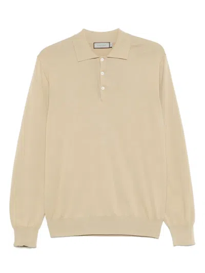 Canali Cotton Polo Top In Neutrals