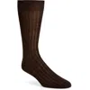 Canali Cotton Rib Dress Socks In Dk Brown