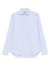 Canali Mini Check-pattern Shirt In Blue