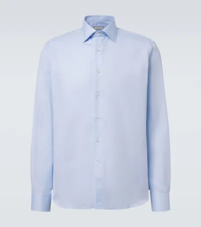 Canali Spread-collar Button-down Shirt In Blue