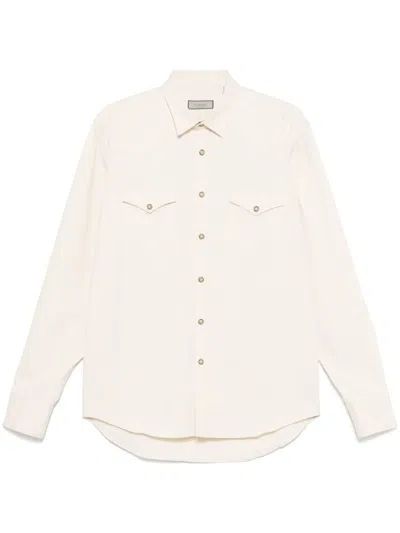 Canali Cotton Shirt In Neutrals