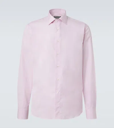 Canali Striped Cotton Shirt In Pink