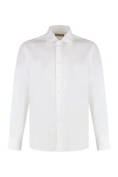 Canali Cotton Poplin Shirt In White