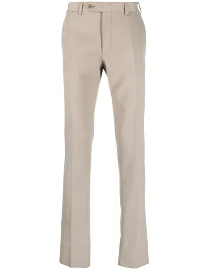 Canali Cotton Straight-leg Trousers In Neutrals