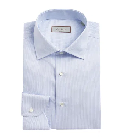 Canali Cotton Stripe Shirt In Blue