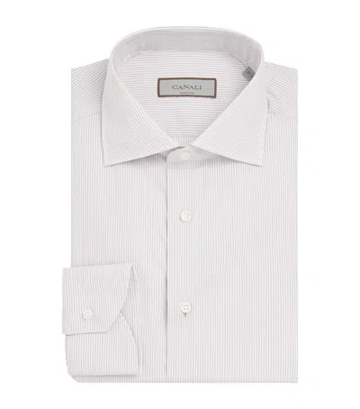 Canali Cotton Stripe Shirt In Gray