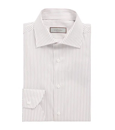 Canali Cotton Stripe Shirt In Neutral