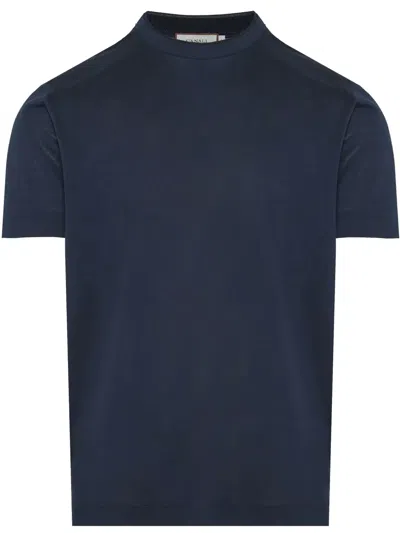 Canali Knitted Short-sleeve T-shirt In Blue