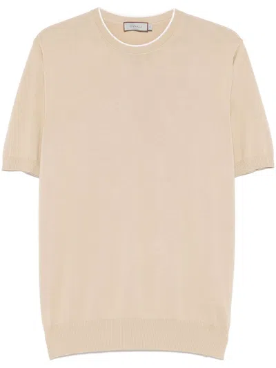 Canali Fine-knit T-shirt In Neutrals