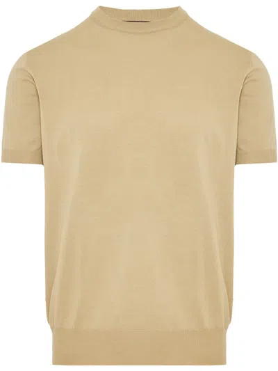 Canali Cotton T-shirt In Neutrals