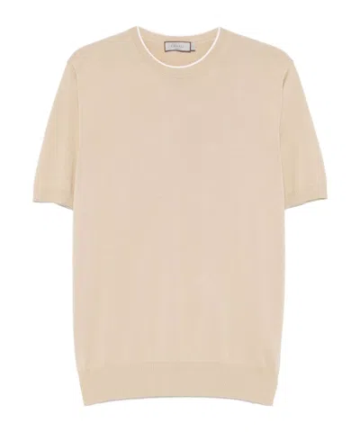 Canali Short-sleeve Crew-neck T-shirt In Neutral