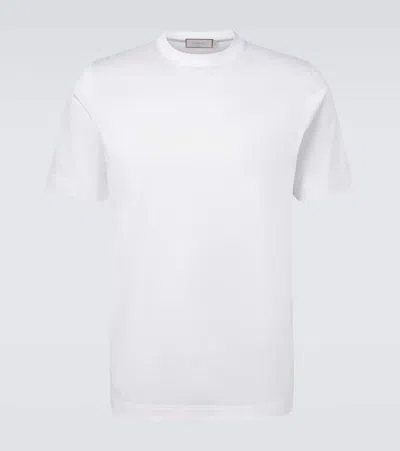 Canali White Microstructured Cotton T-shirt With Closed Hem