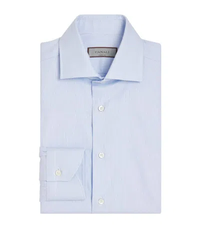 Canali Cotton Textured Shirt In Blue