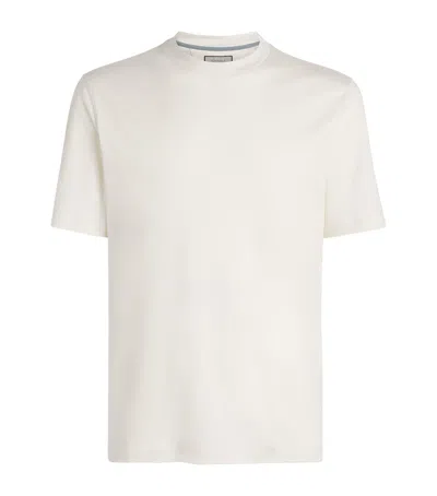 Canali Plain Cotton-jersey T-shirt In White