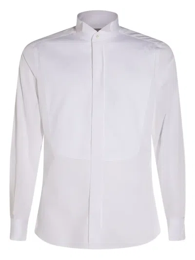 Canali Cotton Tuxedo Shirt In White