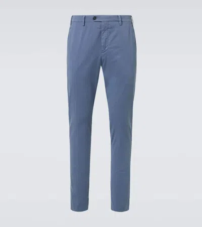 Canali Cotton Twill Chinos In Blue