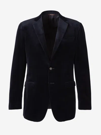 Canali Velvet Two-button Jacket In Blue