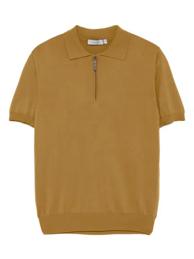 Canali Cotton Zip-up Polo Shirt In Brown