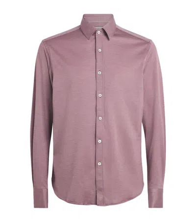 Canali Cotton-lyocell Jersey Shirt In Pink